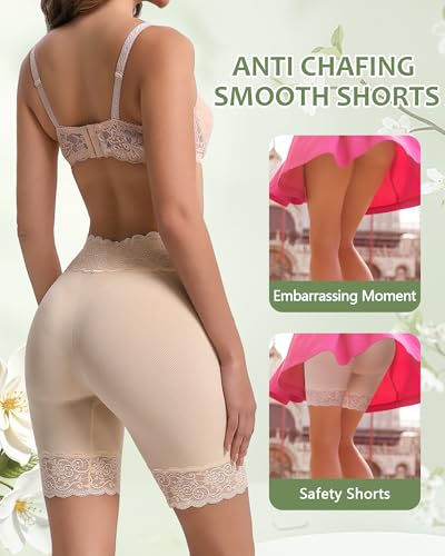 Image of Women's Cooling Mesh Lace Slip Shorts for Under Dresses Anti Chafing, Anti-Roll Lace, Soft Breathable Skin-Friendly