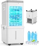 Portable Air Conditioner for Home, 3-in-1 Evaporative Air Cooler Fan with 12L Water Tank & 3 Ice Packs, 70W Energy Saving Swamp Cooler, 3 Speeds, 120° Oscillation, 46dB Quiet Cooling Fan for Bedroom