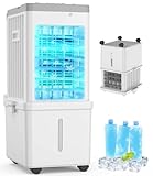 Portable Air Conditioner for Home, 3-in-1 Evaporative Air Cooler Fan with 12L Water Tank & 3 Ice Packs, 70W Energy Saving Swamp Cooler, 3 Speeds, 120° Oscillation, 46dB Quiet Cooling Fan for Bedroom