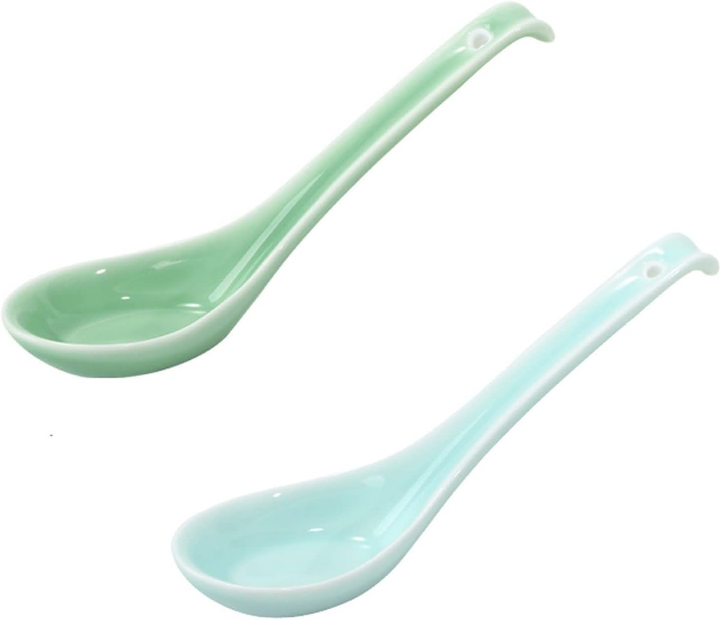 Serving Spoons Dessert Spoons Long-handled Soup Ladle Household Small Ramen Spoon Restaurant Porcelain(E)