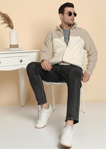 Image of Alan Jones Clothing Men's Fleece Full-Zip Jacket | Warm Puffy Polyester Jacket with Stand Collar & Piped Cuffs