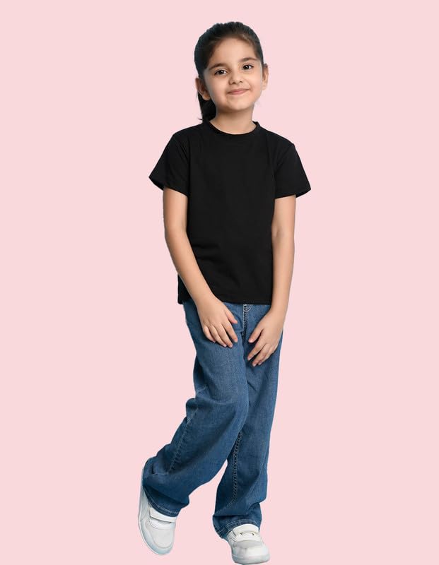 Image of Nusyl Girls Solid Cotton Blend Tshirts - Soft & Comfortable Half-Sleeves T-Shirts | Casual Wear for Kids & Teen Girls | Half Sleeves T-Shirts |- NUGCTSH001-PO2-1