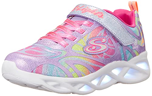 Skechers Kids Girls Twisty Brights-Dazzle Flash Sneaker, Lavender/Multi, 1 Little Kid