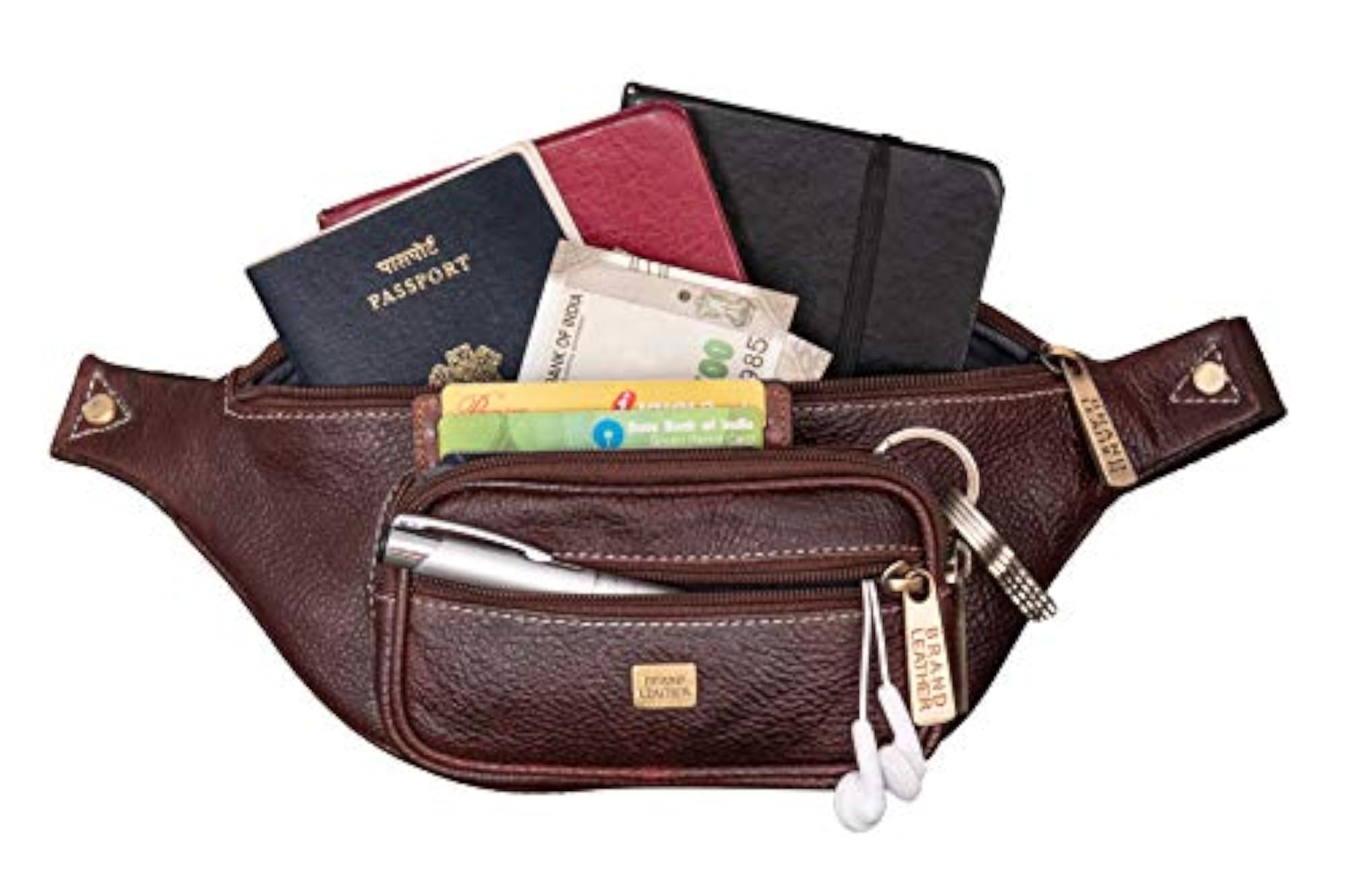 Stylish Genuine Waist Bag Travel Pouch, Brown