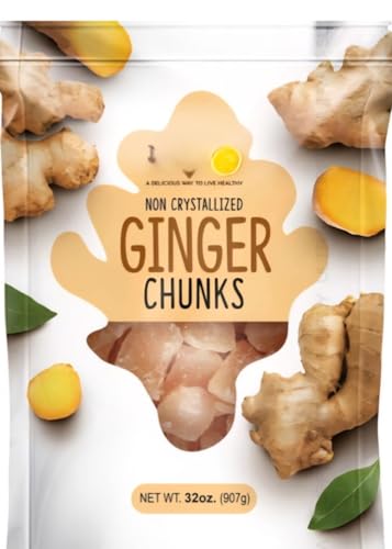 Non Crystallized Ginger Chunks (32 oz.) Soft Young Ginger - No Added Flavors or Colors, Real Fruit Snack, Spicy-Sweet Taste - image 1