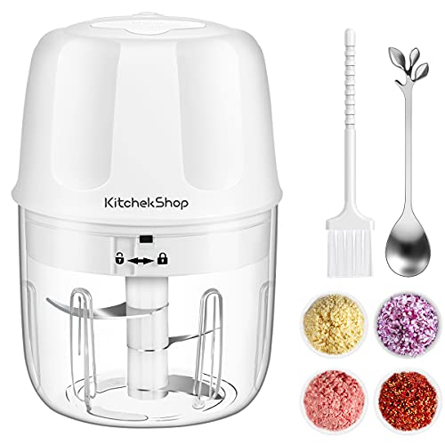 Electric Garlic Chopper, 300ML Portable Cordless Mini Food Processor, Rechargeable Vegetable Chopper...