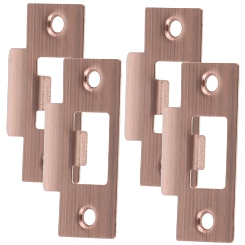 WOONEKY 4 piezas Placas de Refuerzo de Puerta Inoxidable con Acabado Antiguo para Cerradura de Seguridad y Protección de Pestillo Compatibles con Puertas de Madera