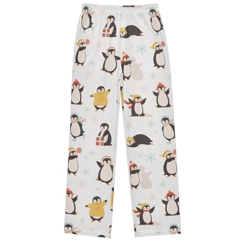 Boy's Pants Funny Penguin Winter Jogger Pants Elastic Waist Long Bottoms Trousers with Pockets 6-14 Years