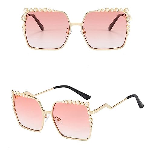 Lunettes de soleil dégradées pour femmes monture carrée or rose taille unique
