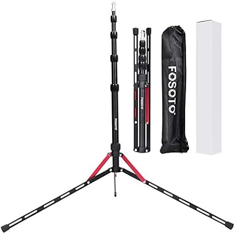 FOSOTO 75.3"/191CM Studio Light Stand Aluminum Alloy Reverse Design Foldable Adjustable Compact Ring Light Stand with Carry Bag for Photography Lighting, Video Shooting, Softbox, Reflectors (Red) Cover