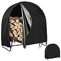 AKEfit 40 Inch Firewood Log Hoop Cover, Heavy Duty 600D Oxford Outdoor Waterproof Firewood Log Hoop Cover, Round Log Rack Cover with Zipper & 2 Windproof Buckle Straps & Drawstring (Cover Only)
