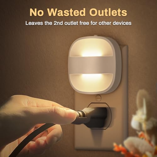 Image of DORESshop Night Lights Plug Into Wall,4 Pack Foldable Night Light | Portable Dimmable Mini Nightlight with Dusk to Dawn Sensor,3000K Ideal Travel Night light for Bedroom Stairs Hallway