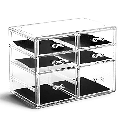 BINO | 6 Drawer Makeup Organizer, York Avenue | THE MANHATTAN SERIES | Makeup Drawer Organizer | Makeup Storage | Cosmetic Organizer | Vanity Organizer | Clear Makeup Organizers And Storage Cases