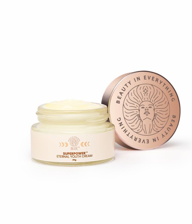 BiE Superpower - Eternal Youth Cream | Fights Signs of Aging & Strengthens Skin Barrier | Almond Oil, Stem Cells & Squalane | Unisex | 20gm