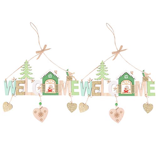 EXCEART 2 PeÃ§as de Madeira Sinal de Natal Sinal de Porta de Boas-Vindas de Madeira Enfeites de Pare