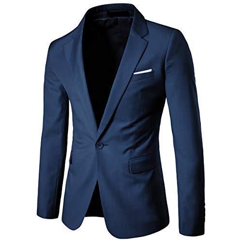 Cloudstyle Men's Suit Jacket One Button Slim Fit Sport Coat Business Daily Blazer Large Navy