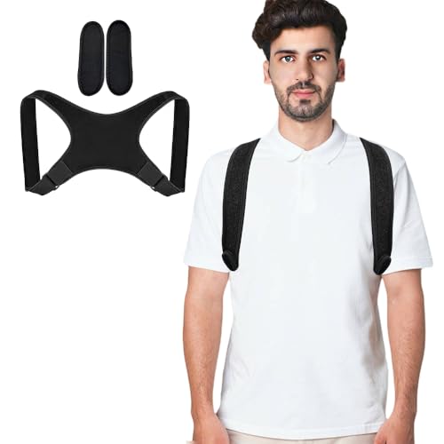 #ColaboraciónPagada<br>Corrector Postura Espalda Para Mujer Y Hombre Para Alivio Del Dolor De Espalda Cuello Hombros Y Cervicales Corrector De Postura Para Invisible Transpirable Corregir Fajas Para Espalda (negro25101311)