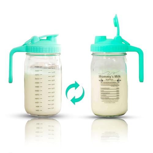 Image of Breast Milk Pitcher for Breastmilk - 32oz Glass Leakproof Breastmilk Storage Container w/ Flip-Top Lid - Breastmilk Pitcher for Fridge - Breast milk storage container for fridge. Hand Wash Only