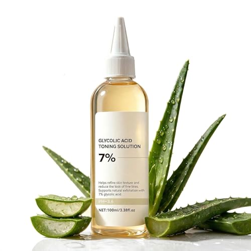 Ácido glicólico, tónico de ácido glicólico al 7 %, tónico facial reductor de poros contra impurezas, hidratante y clarificante para pieles normales y mixtas, 100 ml de ácido glicólico al 7 %