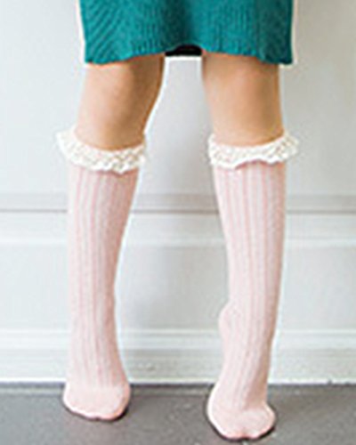Little Girls Cute Macrame Knee High Tube Socks Cotton Dress Stockings4