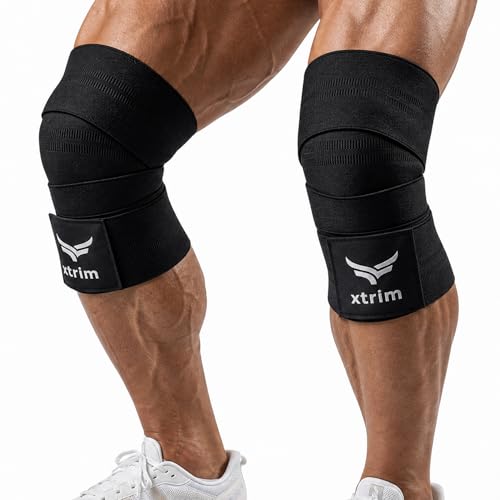 Image of Xtrim Knee Support Wrap for Men & Women, 2 Mtr Long, Set of 2, Black | Knee Stabilizer, Knee Bands for Sports, Squats and Heavy Lifting