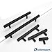 goldenwarm 12 Pack Cabinet Knobs Black T Knobs Modern Drawer Handles Single Hole Square Pulls and Knobs for Dresser Cabinet Door 2in(50mm) Overall Length