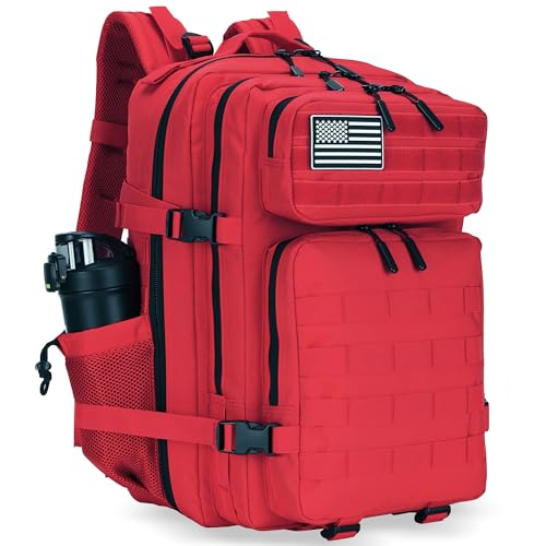 Lovelinks21 Taktisches Sturmgepäck, 45 l, 3-Tages-Militärgepäck mit Molle, wasserdichter Rucksack für taktische Rucksäcke, Rot/Ausflug… – Ansicht 1
