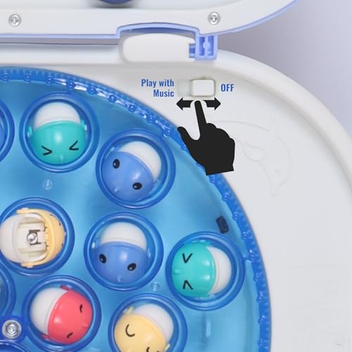Image of Amazon Brand - Jam & Honey Magnetic Fishing Game for Kids 2 Player Toy with 24 Magnetic Fishes, Lights & Music, Rechargeable with Type-C Charging, Trolley Design,Board Game