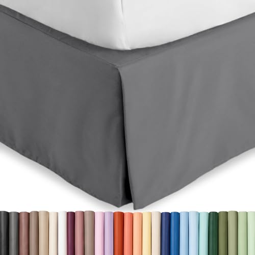 Bare Home Bed Skirt 15-Inch Drop 1800 Ultra-Soft (Queen, Gre...