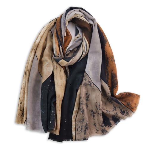 Large Boho Scarf for Women - Lightweight Floral Printed Scarves Fall Winter Fashion Fringed Shawl wraps
