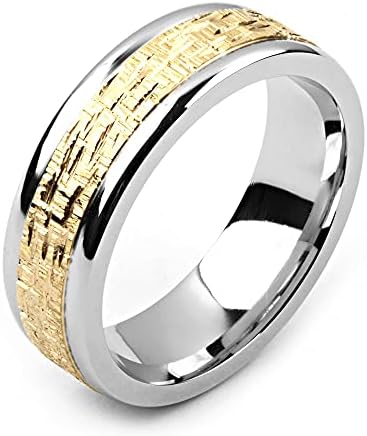 two-tone cobalt and 14K yellow gold fashion ring (solid, not plated) 7 millimeters wide wedding band