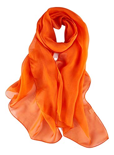 JWSilk Long Silk Chiffon Scarf Solid Color