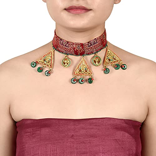 Image of AAKRITI ART CREATIONS Royal Empress Handcrafted Tribal Dhokra Necklace & Choker Collection | Queen-Inspired Artisan Brass Statement Jewelry | Ethnic, Regal & Elegant Necklaces for Women