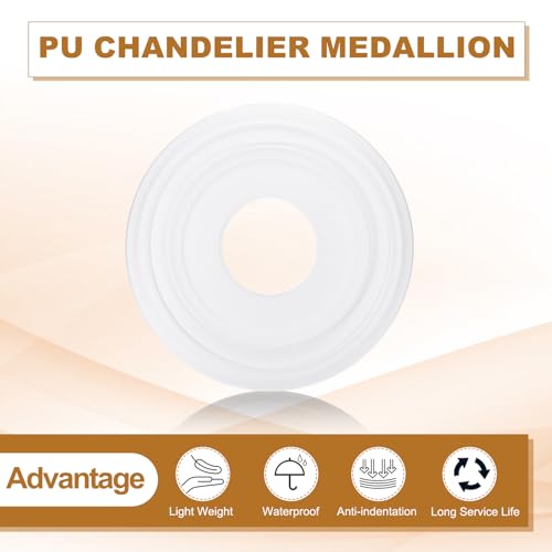 Image of PATIKIL Ceiling Medallion, 12 inch OD x 4 inch ID PU Decorative Ceiling Light Medallion Chandelier Medallion Molded Ceiling Light Cover Plate for Ceiling Light Fixtures Fans, White