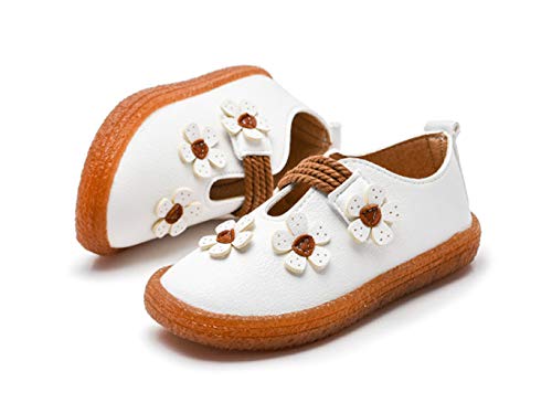 Girls’ Sweet Flowers Princess Dress Mary Jane Flats Cute Casual Shoes White Size 9.5M2