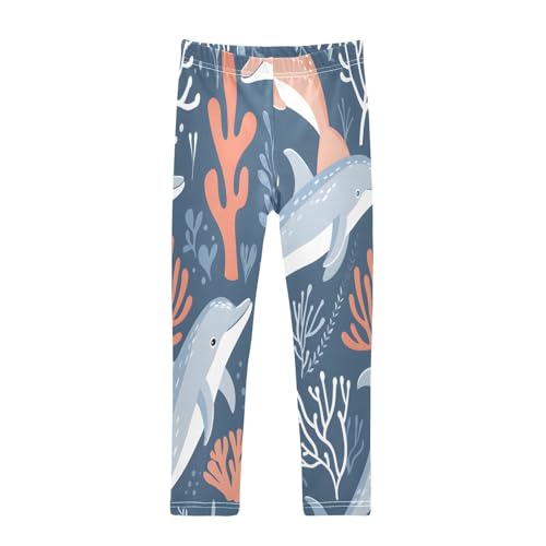 Toddler Girls Leggings Printed Yoga Pants Leggings Dolphin and Coral for Kids