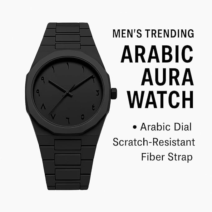 Aura Men's Watch with Arabic Numerals Matte Black Minimalist Analog Watch | Trending Wristwatch: Buy Online at Best Price in UAE - Amazon.ae