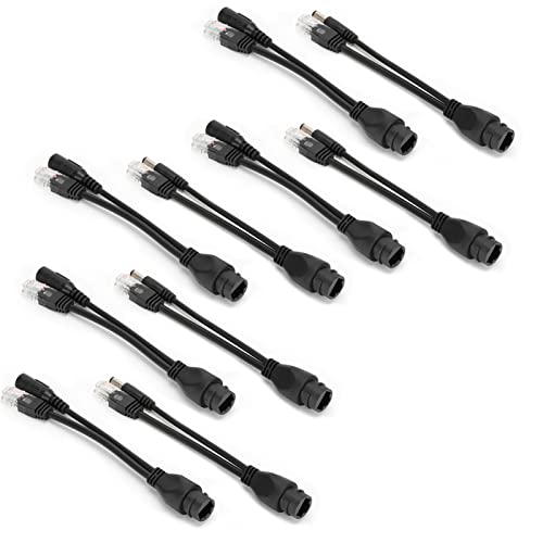 5 pares adaptador divisor Ethernet POE, inyector POE DC 12V para cámara IP, compatible IEEE802.3af con cable Cat5/5e/6 soporta transmisión hasta 50m (negro) miniatura 6