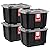 IRIS USA 12 Gallon Heavy Duty Truck Bed Toolbox Storage Tote Bins with Lids, 4 Pack - Made in USA, Tough Snap On Lid Stackable Industrial Rugged Tubs, Garage Organization, Reusable Box - Gray