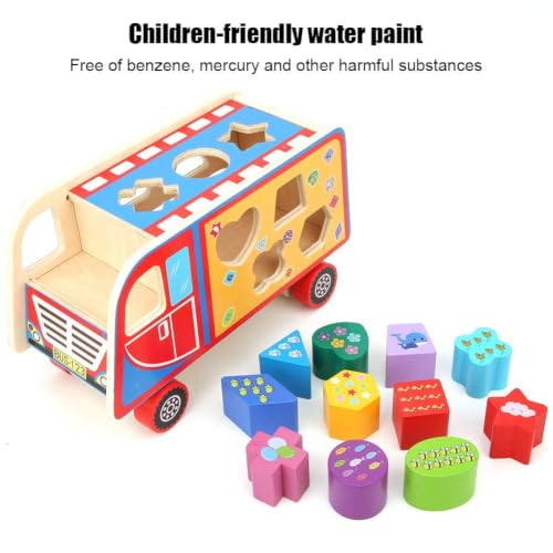 Image of Montessori Toys for Toddlers, Wooden Shape Matching Blocks Toy 12-18 Months, Sensory Learning Educational for Fine Motor Skill, Birthday Gifts for 1 2 3 Year Old Boy Girl (Truck Pull)