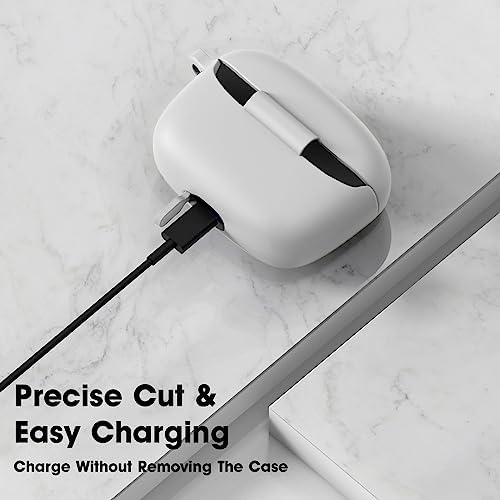 Image of Sounce Earphone Case Cover Compatible with pTron BassBuds Duo, Soft Silicone Skin Case Cover Shock-Absorbing Protective Case with Keychain[Front LED Visible] - (Grey)-(Case Cover Only)