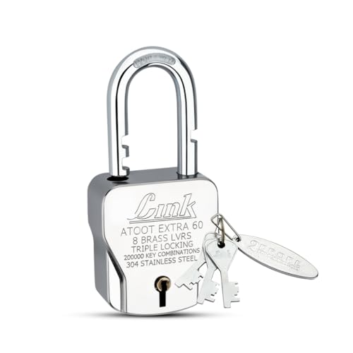 Image of Link Atoot Extra 60mm Triple Locking Mechanism Padlock, Hardened Shackle,with 3 Silver Keys