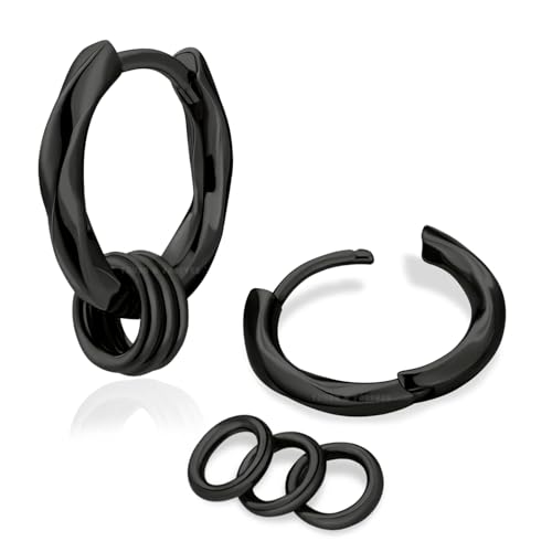 Image of Young & Forever Gift Stainless Steel Hoop Stud Earrings for Men and Boys