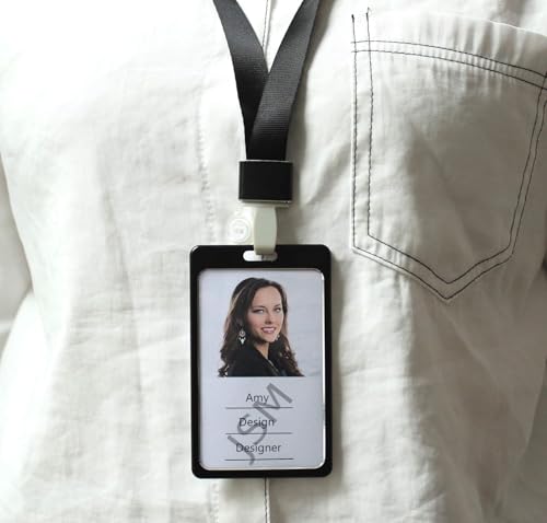 Image of Vertical i- Cards| Hard Metal ID Card Holder /Badge for Office| Compatible with Various Clips, Lanyards, and Retractable Badge Reels (Pack of 3, Black)