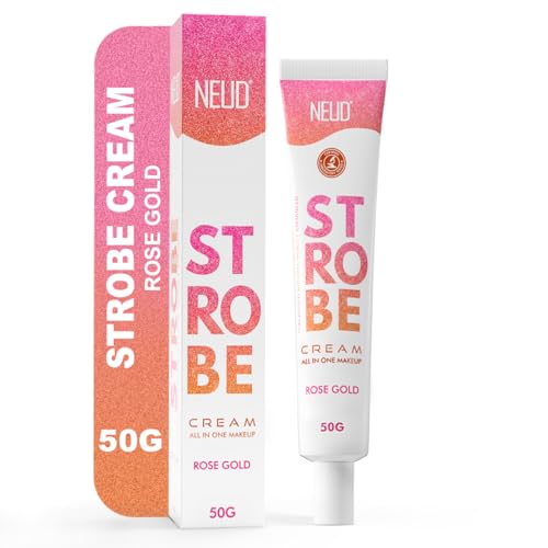 Image of NEUD Illuminating Strobe Cream Gold 50g, Primer + Highlighter + Moisturizer with Cocoa Butter and Hyaluronic Acid, 3 in 1 Strobe Cream for Face, Flawless Radiant Dewy Skin & Glowing Makeup Base