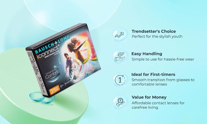 Image of Bausch & Lomb Iconnect Contact Lens - Spherical | Monthly Disposable | Hydrogel Material | (-3, Pack of 3)