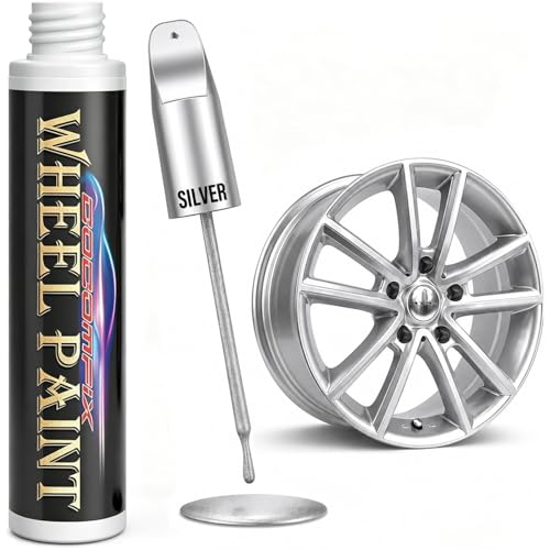 Silver Wheel Touch Up Paint, Chrome Rim Paint for Curb Rash, Wheel Scratch Repair Kit for Chrome, Alloy, Aluminum, Enamel, Universal Silver Automotive Touch Up Paint Pen (1 fl oz)
