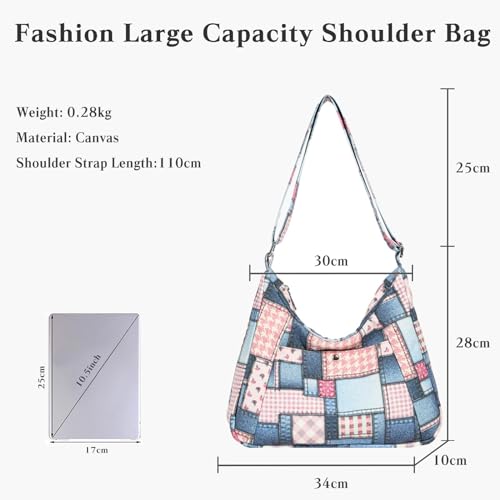 Canvas Crossbody Bag for Women Large Capacity Shoulder Bag Retro Messenger Bag Casual Tote Bag Handbag Satchel Bag3