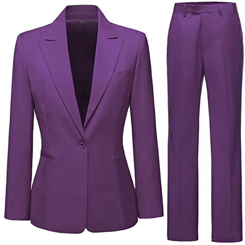 Dowbins Womens Suit 2 Piece One Button Pantsuit for Women Casual Formal Wedding Suit for Women