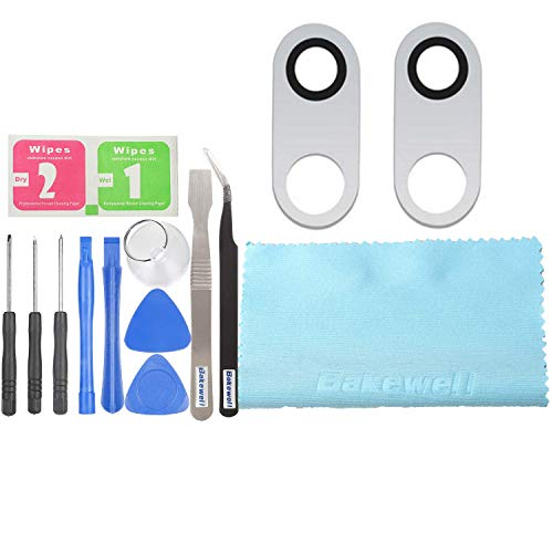 Bakewell Back Rear Camera Glass Lens Cover Replacement Parts for LG V30 Silver (2Pcs)